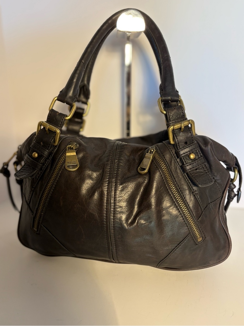 Marc By Marc Jacobs Dark Brown Leather Satchel with Gold Hardware
